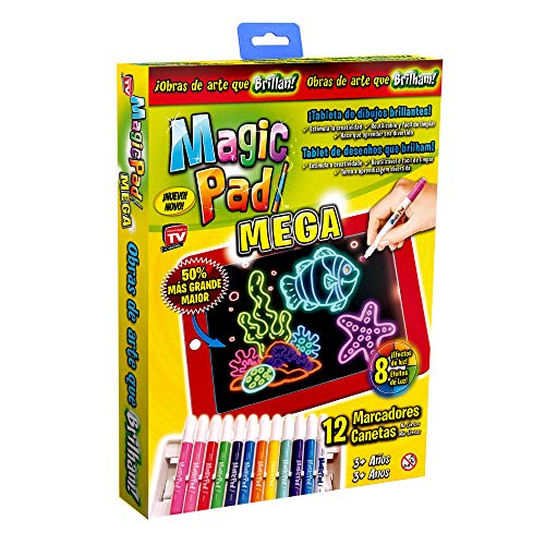 Magic Pad XL Tableta mágica 50% más Grande con 12 marcadores de neón y 8 Efectos de luz Brillante.