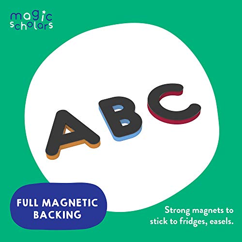 Magic Scholars ABC Imanes, 130 piezas, letras magnéticas y números, juego de regalo | educativo, imán del alfabeto juguete para la ortografía preescolar, conteo