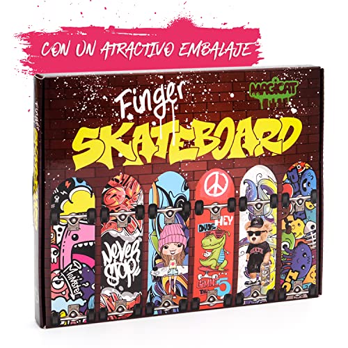Magicat Premium 12 Finger Skateboard Set I Patineta de Juguete para Fiestas I Juegos de Dedos para Niños y Niñas I Regalos de Monopatines para Adolescentes I Mini Skate para Jugar con el Dedo