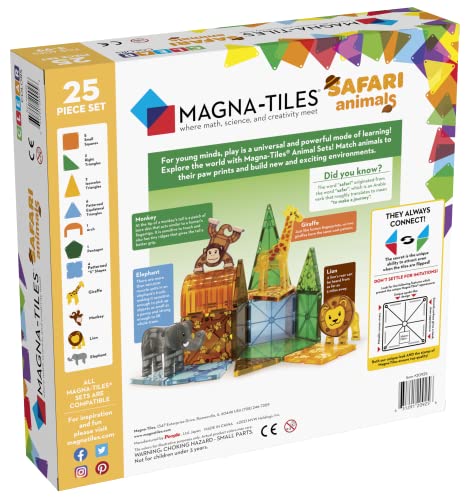 Magna-Tiles MAGNA-TILES Safari Animals, The Original Magnetic Building Tiles For Creative Open-Ended Play, Educational Toys For Children Ages 3 Years + (25 Pieces) (20925)