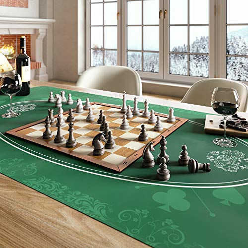 Mantel Universal para Juegos de salón, Juegos de Mesa y Juegos de Cartas Verde en 80 x 80cm para la Mesa de Juegos