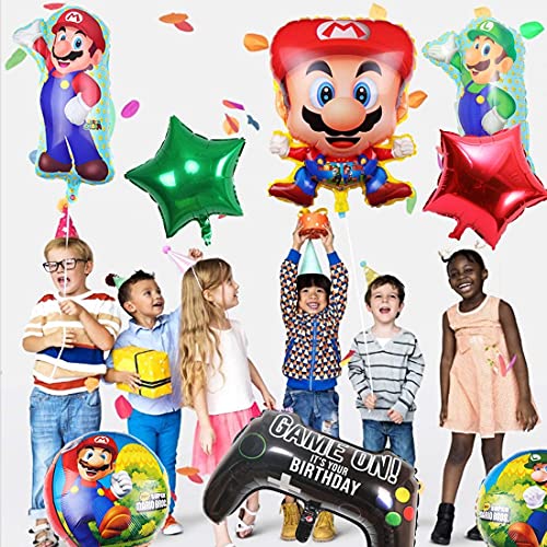 Mario Bros Globo Aluminio Globo Mario Bros Globos de Fiesta Mario Bros Helium Foil Balloons Cumpleaños Suministros de Fiesta - 9 Piezas