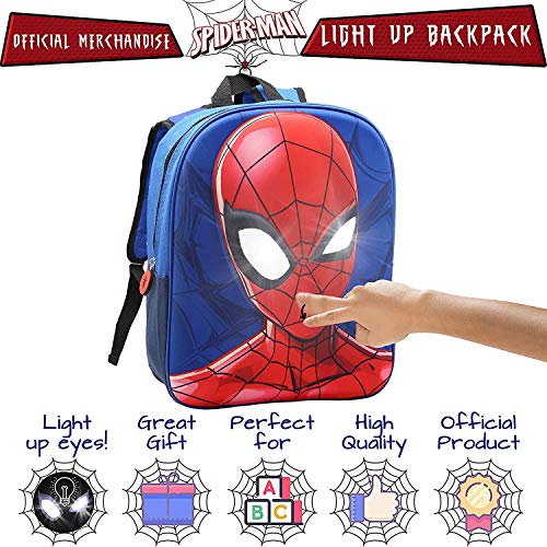 Marvel Spiderman Mochilas Escolares para Niños, Mochila Escolar Diseño 3D con Ojos que se Iluminan, Mochila Infantil para Colegio Deporte, Regalos Para Niños