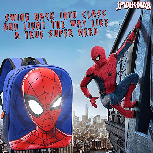 Marvel Spiderman Mochilas Escolares para Niños, Mochila Escolar Diseño 3D con Ojos que se Iluminan, Mochila Infantil para Colegio Deporte, Regalos Para Niños