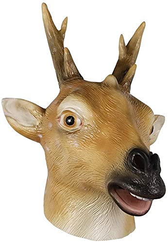 Máscara de ciervo Máscara de disfraz de animal Máscara de Halloween Máscara de cabeza de animales de látex para adultos Fiesta de animales Noche de Halloween Disfraz Accesorio de disfraz