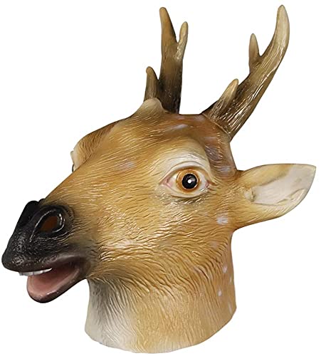 Máscara de ciervo Máscara de disfraz de animal Máscara de Halloween Máscara de cabeza de animales de látex para adultos Fiesta de animales Noche de Halloween Disfraz Accesorio de disfraz
