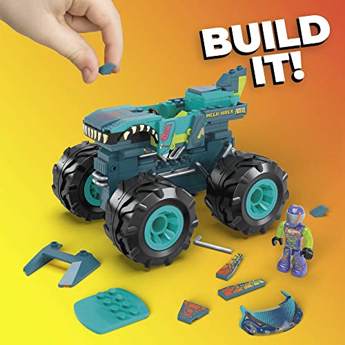 Mega Construx Hot Wheels Monster Truck Mega Wrex - Juguete de Construcción - 187 Piezas - 1 Microfigura Articulada - Regalo para Niños de 5+ Años