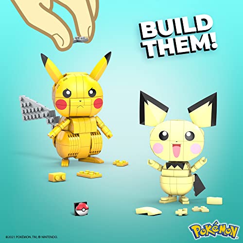 Mega Construx Pack 3 Pokémon Rayo (Pichu, Pikachu y Raichu) Figuras de bloques de construcción, juguete para niños +6 años (Mattel GYH06)
