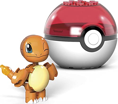 MEGA- Pokémon Charmander Poké Ball y Figura para Construir, 16 Piezas, Multicolor (Mattel GVK62)