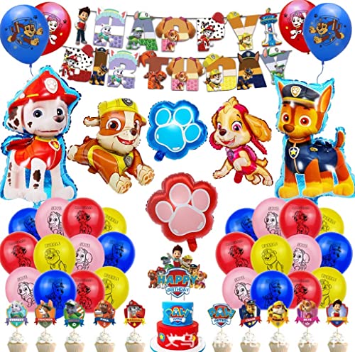 Meiruier Paw Dog Patrol Balloons,Globos de Patrulla Canina,Globos De Dibujos Animados,Paw Patrol Globos Cumpleaños,Niños Niñas Juego de Decoración de Cumpleaños,Suministros para Fiestas Infantiles