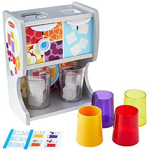 Melissa & Doug Wooden Thirst Quencher Drink Dispenser with Cups, Juice Inserts, Ice Cubes (12 pcs) Dispensador para Saciar La SED, Multicolor (19300)