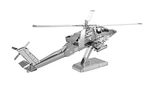 Metal Earth Puzzle 3D Helicóptero De Ataque Ah-64 Apache Boeing. Rompecabezas De Metal De Aviación. Maquetas Para Construir Para Adultos Nivel Desafiante De 12.2 X 12.2 X 5.5 Cm