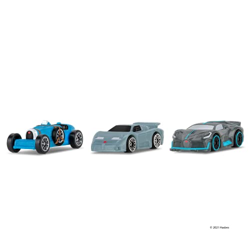 MicroMachines Pack de Inicio de Micro Machines, Bugatti Heritage - Incluye 3 vehículos, Coches de Carreras y Coches clásicos - Posibilidad de Algo Raro - Colección de Coches de Juguete