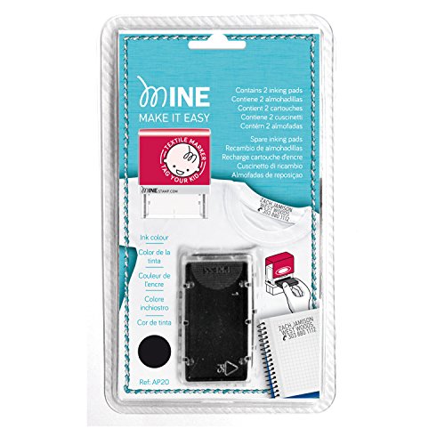 Mine Stamp Recambio de Tinta para Marcador de Ropa y Libros Smart | Tinta para Sello | Cartuchos de Tinta Textil Permanente | Resistente a Lavados | Color Negro