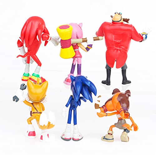 Mini Juego de Figuras - Miotlsy 6 Piezas Sonic Figuras Hedgehog Mini Juguetes Adorno de Torta Mini Juguetes Baby Shower Fiesta de Cumpleaños Pastel Decoración Suministros