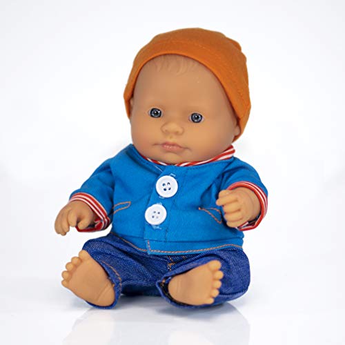 Miniland- Baby Europeo Niño 21cm Muñeco, Color real (31141)