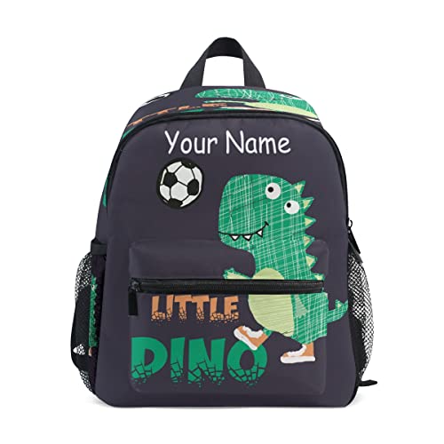 Mochila personalizada para niños pequeños, mochila personalizada con nombre/texto, dinosaurios de personalización juego de fútbol infantil bolsa preescolar para niñas y niños