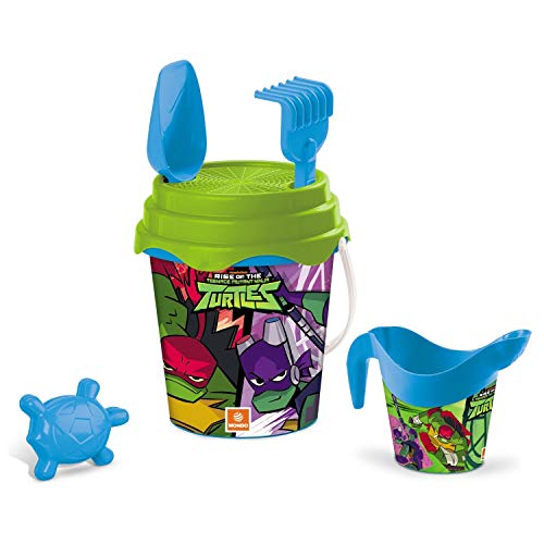 Mondo Toys Turtles Bucket Set de Playa Renew Toys con Cubo, Pala, rastrillo, tamiz, Molde, regadera Incluidas, 28591