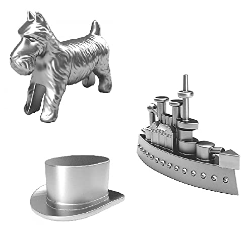 Monopoly Game Tokens x3 piezas móviles 2022 Battle Ship Dog Hat Juego de tablero de repuesto oficial genuino