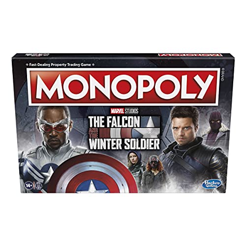 Monopoly: Marvel Studios The Falcon and The Winter Soldier Edition Juego de mesa para fanáticos de Marvel, juego para 2-6 jugadores para edades de 14 años en adelante
