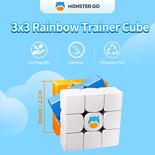 Monster Go 3x3 Arco Iris, Rainbow Cubo de Entrenamiento, Juguetes para Niños Principiantes