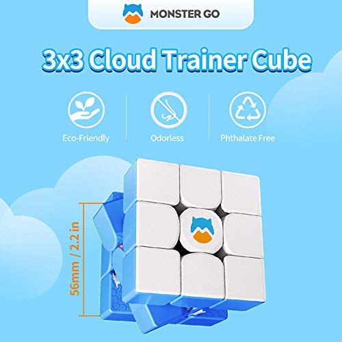 Monster Go 3x3 Nube, White & Blue Cubo de Entrenamiento, Juguetes para Niños Principiantes