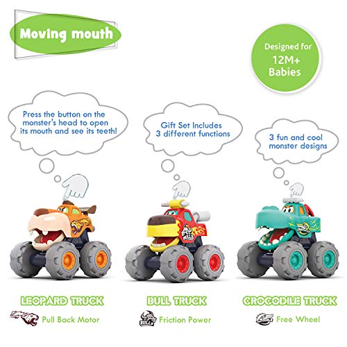 MOONTOY Camiones Monstruo Tire de los vehículos Coche Juguetes Regalos para bebés y niños de 12 Meses en adelante
