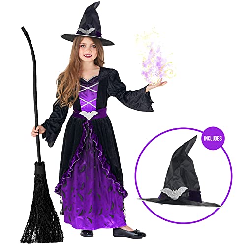 Morph Disfraz de bruja malvada para niñas, disfraz de Halloween, talla grande