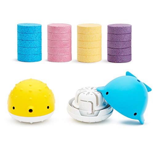 Munchkin Colour Buddies Conjunto de Bombas de Baño Hidratantes y Dispensador de Juguete, Incluye 20 Bombas de Baño de Colores y 2 Dispensadores de Juguete