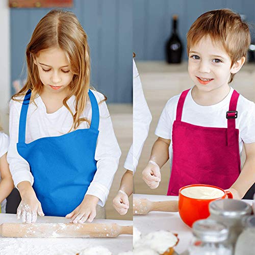 NALCY 3 Piezas Delantales para Niños, Delantal Infantil Pintura con 2 Bolsillo, Delantal de Cocinero Ajustable para Pintura Artística Actividades en el Aula y Cocina