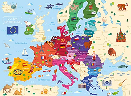 Nathan 40055568797 - Puzle de Mapa de Europa Infantil (250 Piezas)