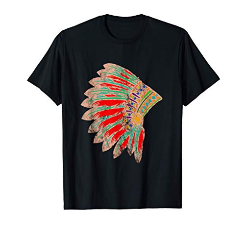 Nativo Americano pluma tocado indio jefe tribus Disfraz Camiseta