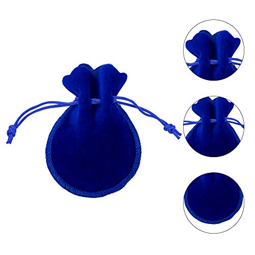NBEADS 100Pcs Bolsas de Terciopelo, Bolsas de Joyería de Color Azul Mediano Bolsas de Embalaje con Cordón para Collar, Pulsera, Anillo, 7.5 × 9.5cm