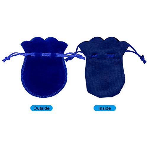 NBEADS 100Pcs Bolsas de Terciopelo, Bolsas de Joyería de Color Azul Mediano Bolsas de Embalaje con Cordón para Collar, Pulsera, Anillo, 7.5 × 9.5cm