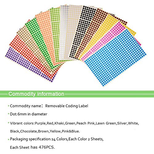 NBEADS Etiquetas Adhesivas Redondas Pequeñas de 6 mm Etiquetas Autoadhesivas para Etiquetas Adhesivas, 28 Hojas (13328 Puntos), Color Mezclado, 22.2X12.5 Cm