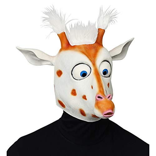 NET TOYS Máscara Jirafa Loca con Ojos Grandes | Blanco-Marrón | Cómica máscara de Animal  Accesorio para Disfraz Unisex para Adulto  | Apropiada para Fiestas temáticas y Festivales