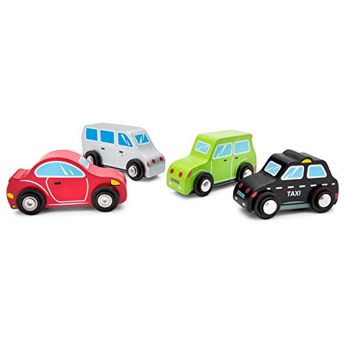 New Classic Toys-11934 Vehículos Mini Set con 4 Sedan, Van, Coupe y Taxi/Material: Madera/Empujar los Coches para niños de 12 Meses, Color voitures-Deluxe (1934)
