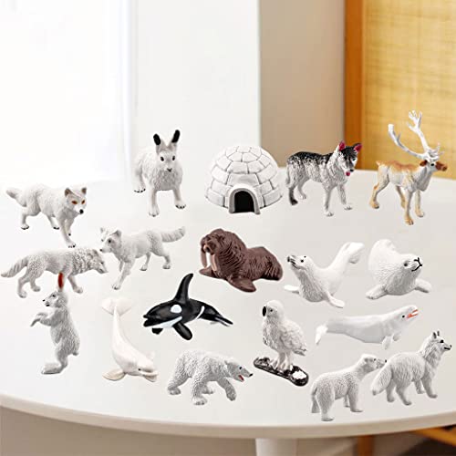 Non-brand 18 Piezas de PVC Juguetes de Animales árticos, Decoración de Mesa, Juego de Figuras de Acción, Juguetes de Animales Polares, Modelo de Animales á