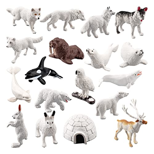 Non-brand 18 Piezas de PVC Juguetes de Animales árticos, Decoración de Mesa, Juego de Figuras de Acción, Juguetes de Animales Polares, Modelo de Animales á