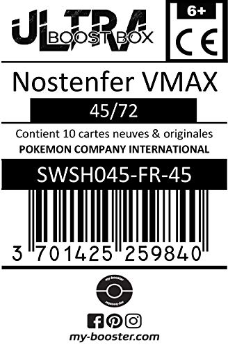 Nostenfer VMAX (Crobat VMAX) 45/72 - Ultraboost X Epée et Bouclier 4.5 Destinées Radieuses - Box de 10 Cartas Pokémon Francés