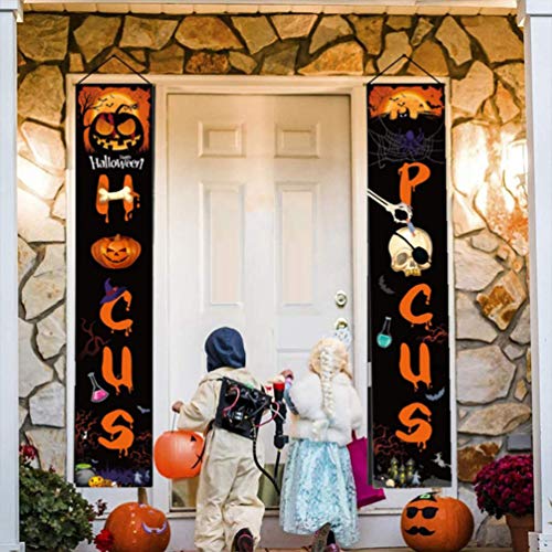 NUOBESTY Cartel de Porche de Halloween Cartel de Puerta de Entrada de Calabaza Pancartas Decoración del Hogar Interior Carteles de Bienvenida de Halloween