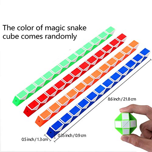 O-Kinee 12 Pack de 24 Bloques Magic Snake Cube, Mini Speed ​​Cubes, Snake Twist Puzzle Toys para niños Llenadores de Bolsos para Fiestas, Favores de Fiesta, Color Aleatorio (12pcs-a)