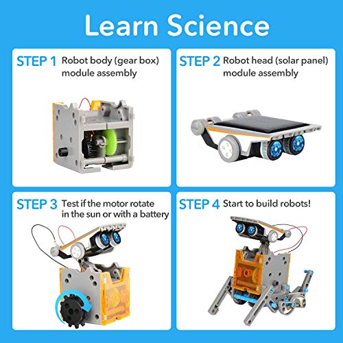 OASO Kits de construcción de robot STEM para niños, kits de robot solar para niños niñas 8 9 10 en adelante, experimento científico DIY educativo creativo robot juguetes (190 piezas)