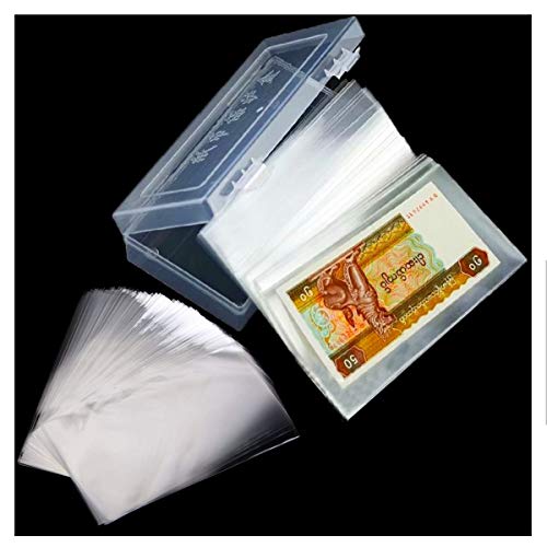 Osuter 200PCS Colección de Billetes Bolsillos Transparente Plastico Album de Billetes con Protectora Caja para Colección de Billetes