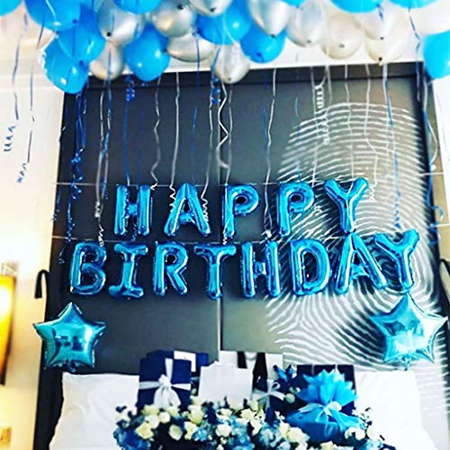 Ouceanwin 10 Cumpleaños Decoración Azul, Gigante Globos Numeros 10, Bandera de Globos Happy Birthday, Globos de Confeti, Banderín Plateado, 10 años Fiesta de Cumpleaños Kit para Niño Chico