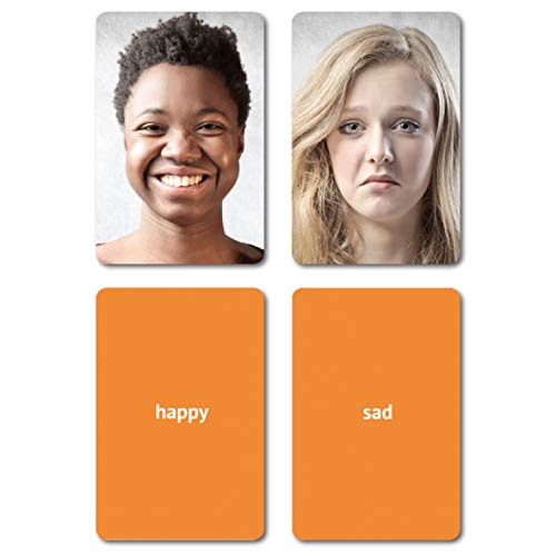 Picture My Picture Sentimientos y Emociones Flash Cards | 40 Tarjetas de Desarrollo lingüístico | Materiales para Terapia del Habla, Inglés como Segundo Idioma (ESL) y Autismo (ABA)