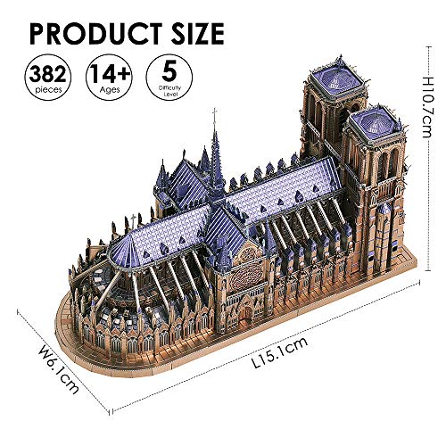Piececool Puzzle 3D para adultos, 3D, metal, puzle 3D, para adultos, catedral París