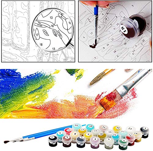 Pintura por Números para Adultos, Kit de Pintura al óleo de Lienzo DIY para Niños con Pinceles, Pigmento Acrílico, Pintura de Dibujo DIY, 40X50 CM (Sea View)