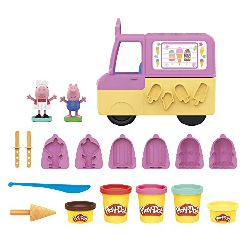Play-Doh - Camión de Helados de Peppa Pig - Figuras de Peppa y George y 5 Botes (F3597)