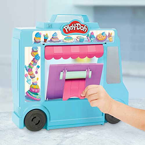Play-Doh Juego de Camiones de Helado, Juguete de Juego para niños de 3 años en adelante con 20 Herramientas, 5 Colores compuestos de Modelado, más de 250 Combinaciones posibles